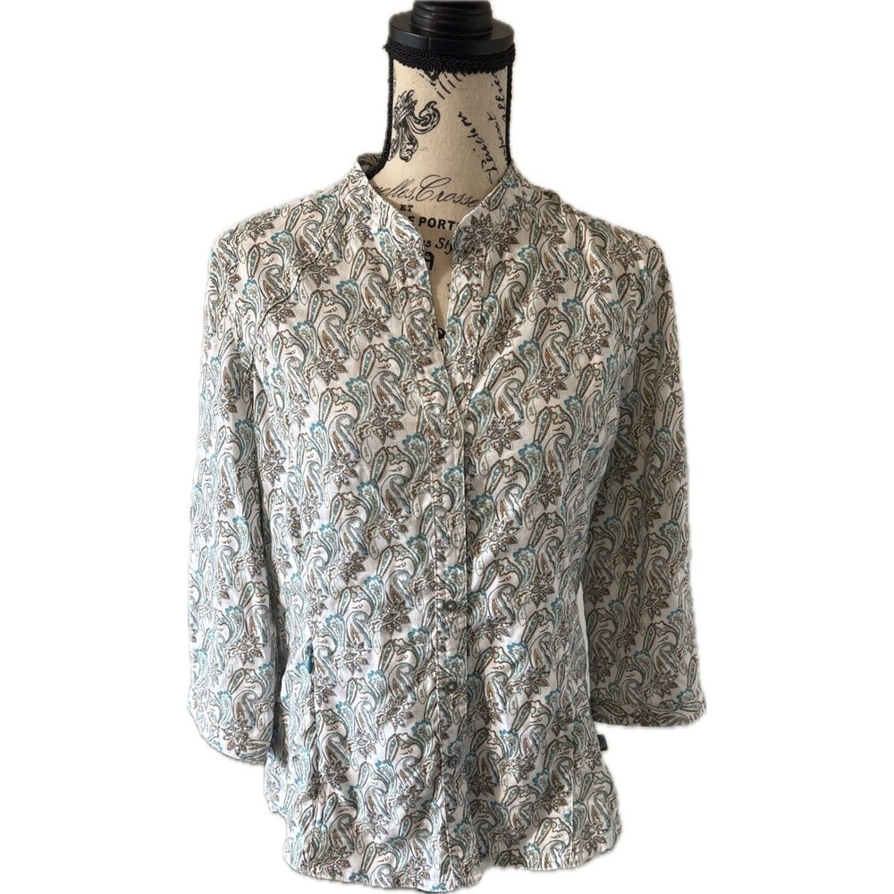 The North Face Paisley Floral Print Top Medium Button Front Zip Pocket